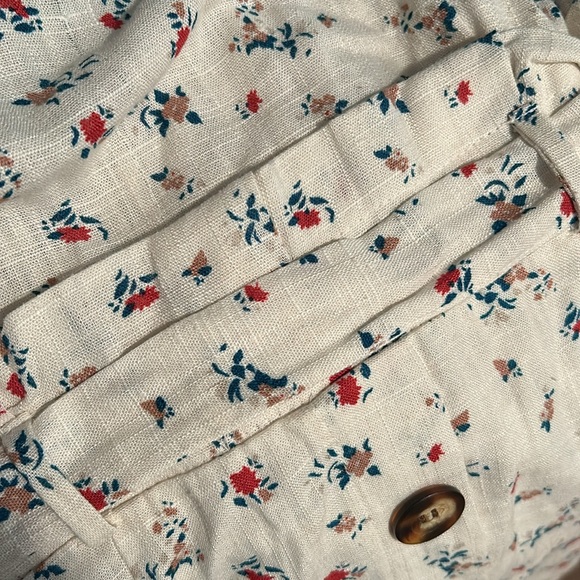 👗NWT Monteau Linen/Rayon Floral Dress Tie Waist Button Shabby Chic Cottage - Picture 15 of 16